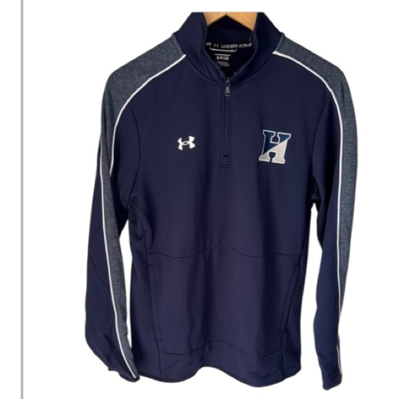 Under Armour Blue Zip Up Sweater Athletic Performance small NeW pocket popover - Picture 1 of 5